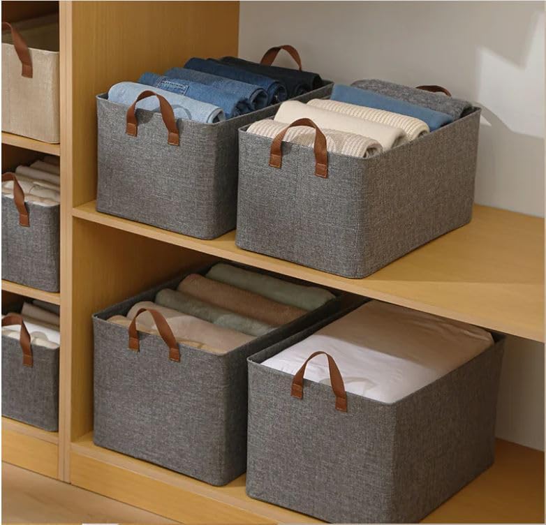 صندوق تخزين ملابس من دويليكس، منظم قابل للطي لرفوف الدولاب بإطار من الصلب لتخزين الملابس والساري وملايات السرير والبطانيات، سعة 26 لتر