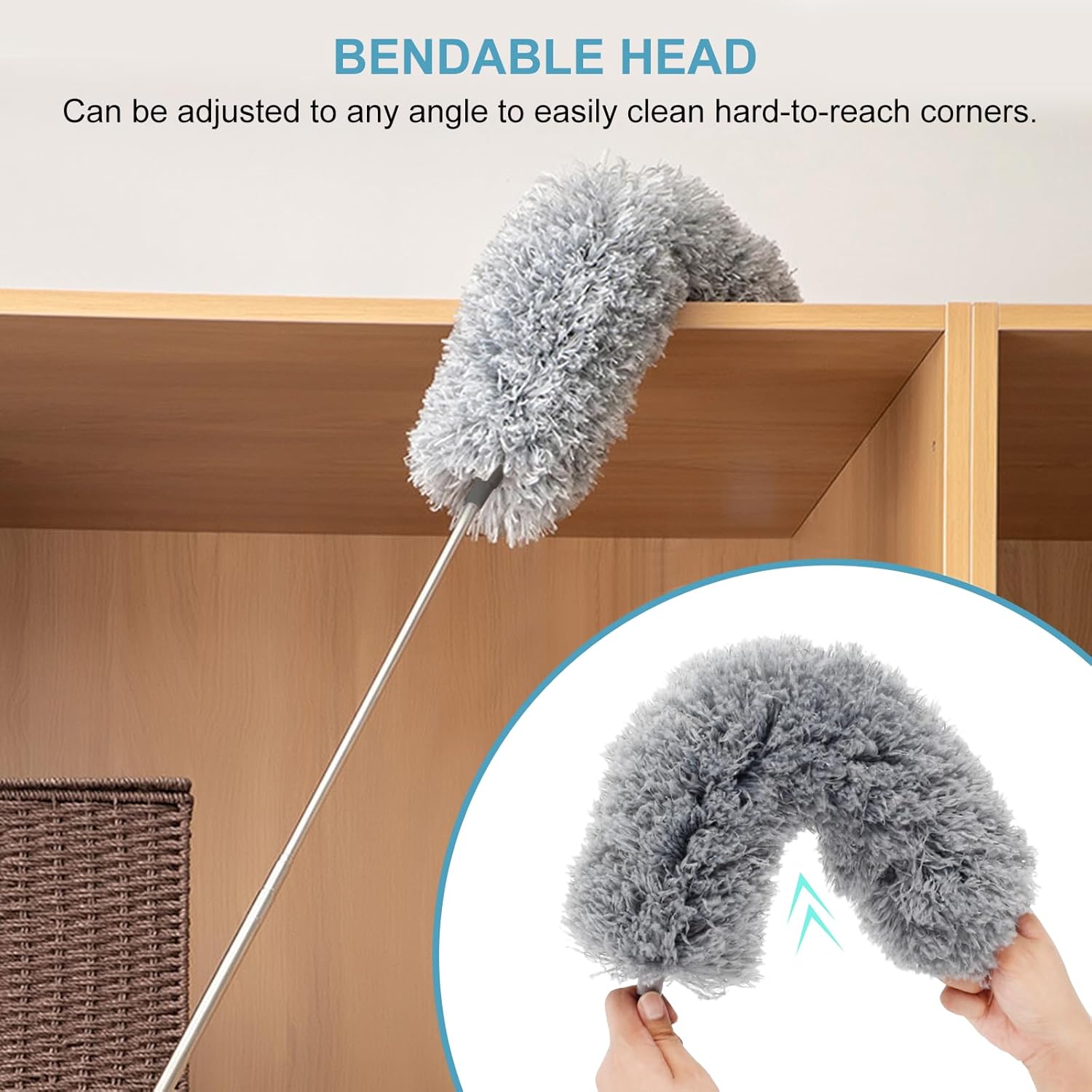 زعافة يدوية استانليس لتنظيف الأماكن العالية والصعبة الوصول ليها | إزالة جميع الأتربة والأوساخ | قابلة للطي | من generic