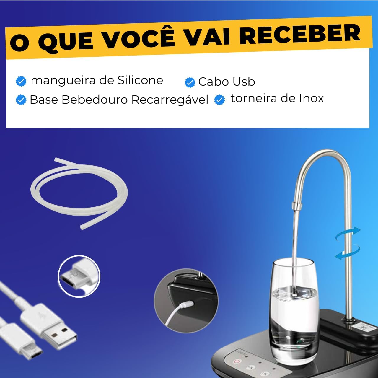 موزع ماء بمضحة كهربائية USB، موزع ماء لزجاجات الماء القابلة لإعادة الملء بسعة 5 لتر و10 لتر و20 لتر، موزع اوتوماتيك