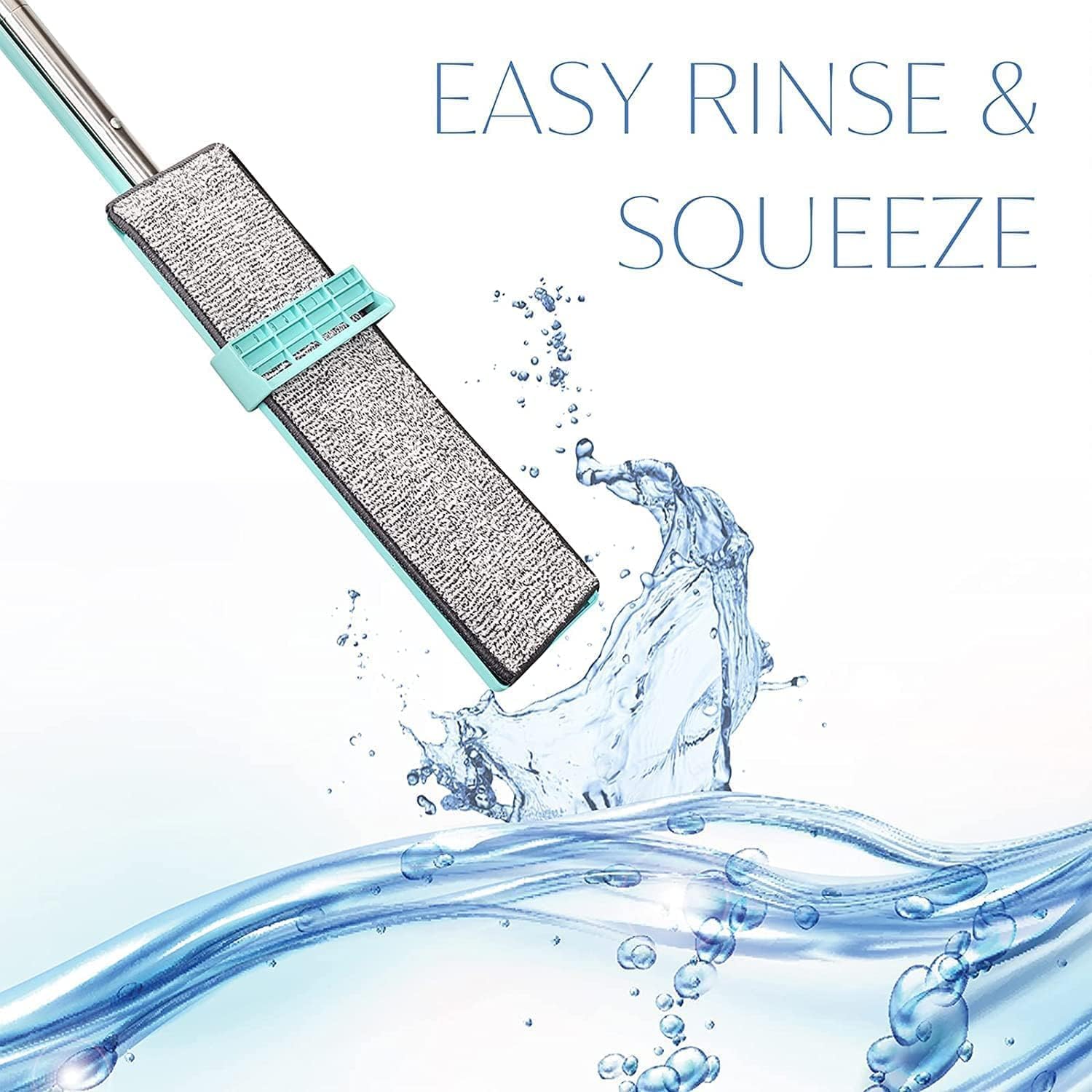 مساحة موب لتنظيف الأرضيات والسيراميك والباركيه، بمقبض ستانلس ستيل دوار 360 درجة مقاوم للانزلاق والاهتراء لتنظيف المنزل