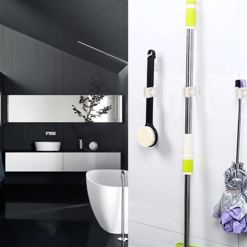 حامل مكنسة(5 قطع) لاصق ذاتي مثبت على الحائط مقاوم للماء    يساعدك جدار حامل الممسحة على توفير المساحة لتصميم الشفاف الفريد يجعله غير مرئي تقريبًا وهو مناسب تمامًا لتزيين المنزل الجميل    سهل