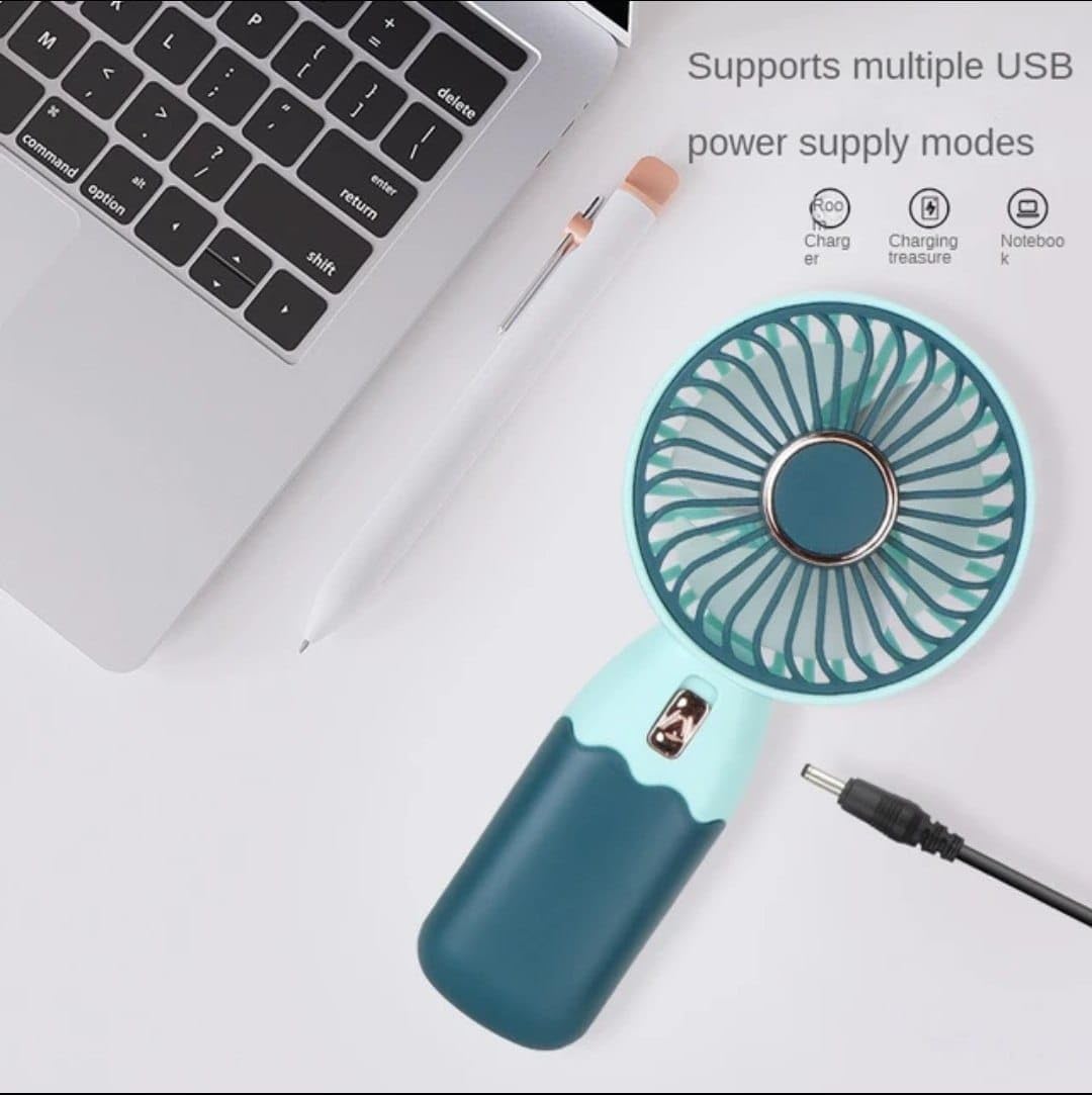 مروحة جيب محمولة قابلة للشحن عبر USB مع حامل للهاتف المحمول