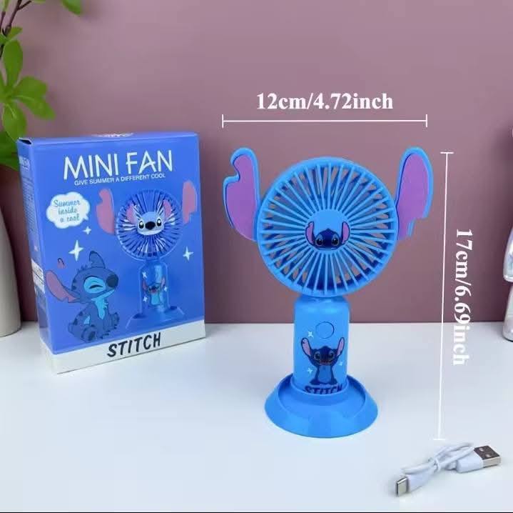 مروحة ستيتش المحمولة الهدية الاجمل علي الاطلاق لون ازرق وبينك +هدية ميدالية ستيتش الشقية