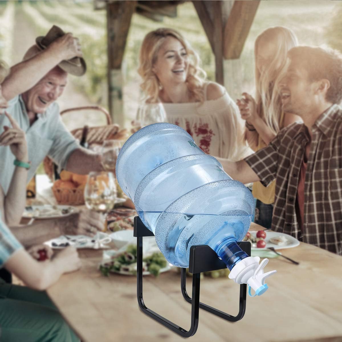 حامل موزع مياه محمول من الفولاذ المقاوم للصدأ، حامل معدني لزجاجة المشروبات