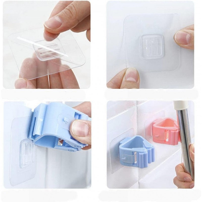 حامل مكنسة(5 قطع) لاصق ذاتي مثبت على الحائط مقاوم للماء    يساعدك جدار حامل الممسحة على توفير المساحة لتصميم الشفاف الفريد يجعله غير مرئي تقريبًا وهو مناسب تمامًا لتزيين المنزل الجميل    سهل