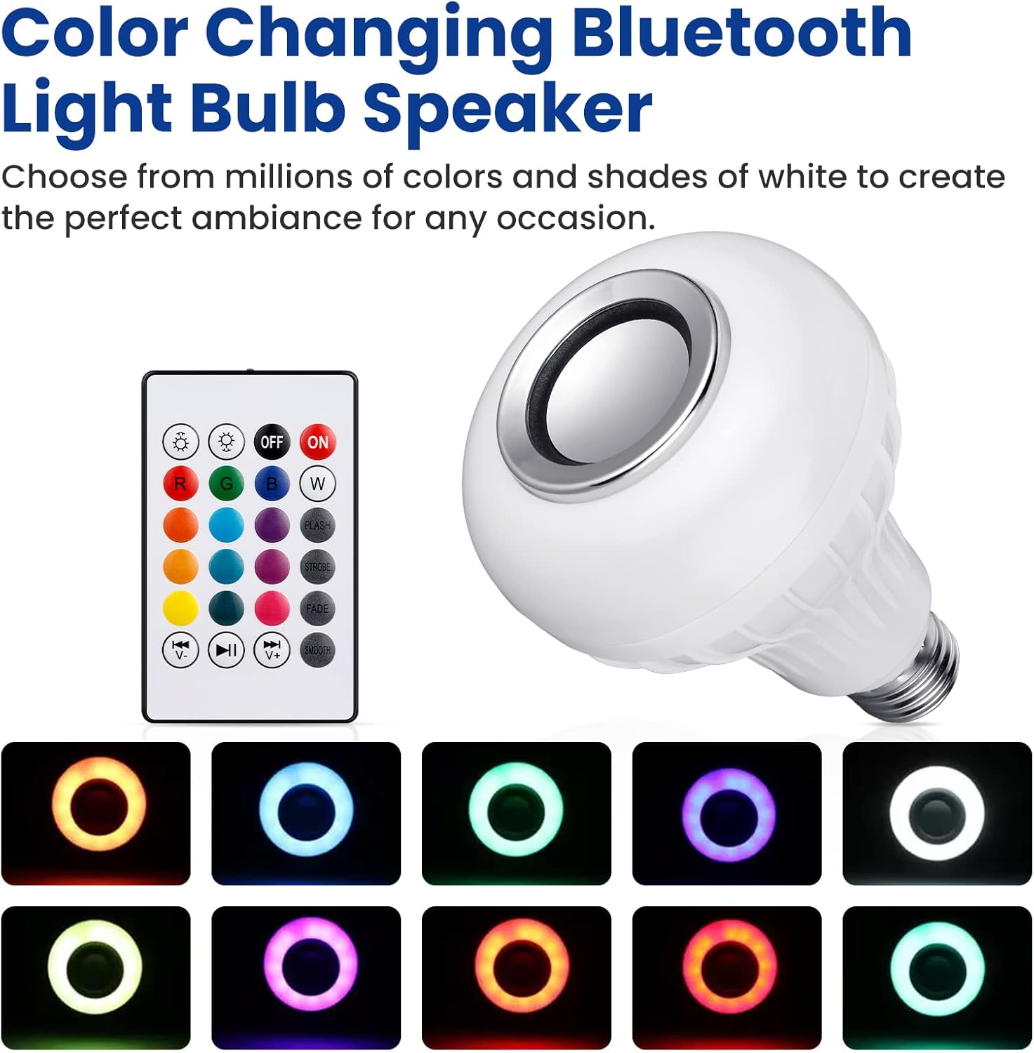 مصباح مكبر صوت بلوتوث لاسلكي 12 وات ار جي بي ليد ذكي للتحكم عن بعد للموسيقى من اف تي فوج،  12 واط