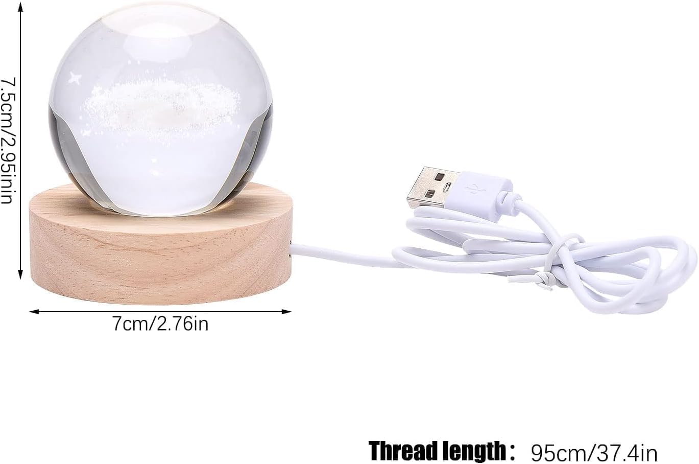 سيبينسوس مصباح ليلي ثلاثي الابعاد بتصميم كرة كريستالية على شكل مجرة نظام شمسي طاولة USB كريستال خشبية ملونة لتزيين المنزل هدية عيد ميلاد