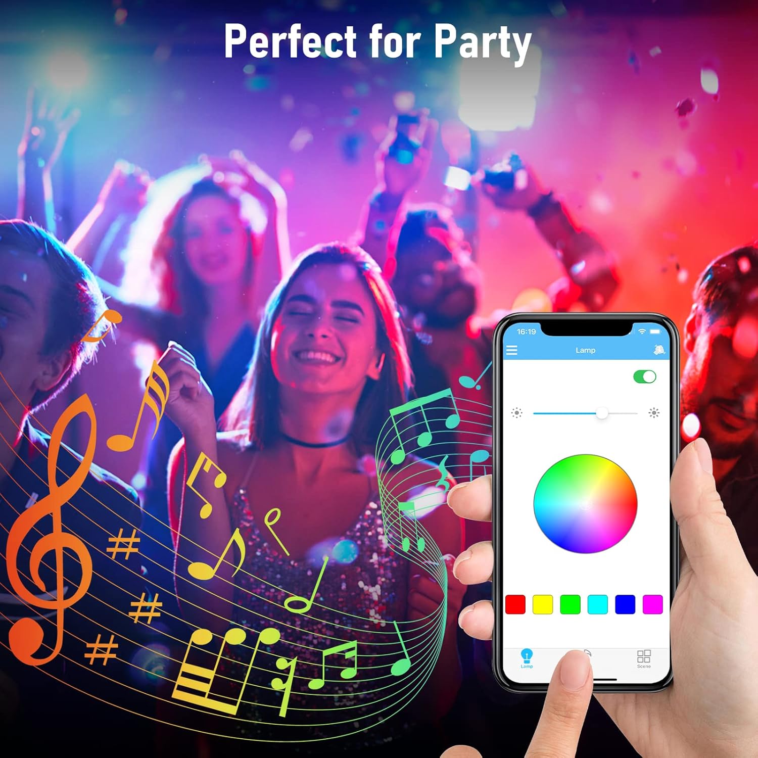 مصباح مكبر صوت بلوتوث لاسلكي 12 وات ار جي بي ليد ذكي للتحكم عن بعد للموسيقى من اف تي فوج،  12 واط