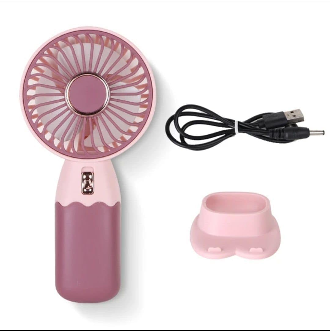 مروحة جيب محمولة قابلة للشحن عبر USB مع حامل للهاتف المحمول