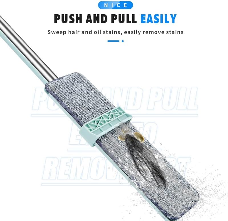 مساحة موب لتنظيف الأرضيات والسيراميك والباركيه، بمقبض ستانلس ستيل دوار 360 درجة مقاوم للانزلاق والاهتراء لتنظيف المنزل