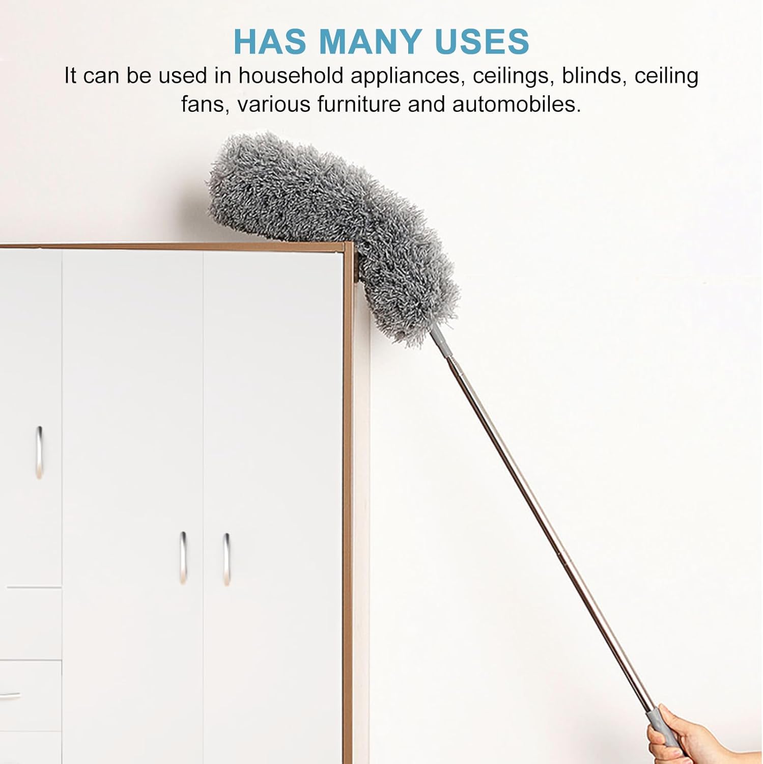 زعافة يدوية استانليس لتنظيف الأماكن العالية والصعبة الوصول ليها | إزالة جميع الأتربة والأوساخ | قابلة للطي | من generic