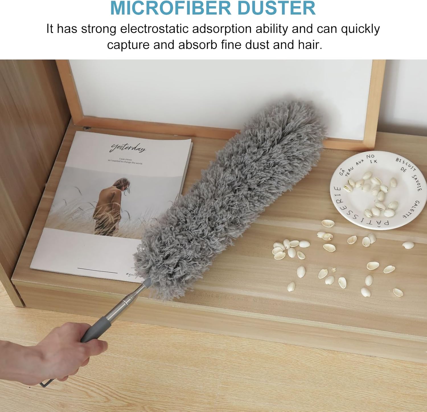 زعافة يدوية استانليس لتنظيف الأماكن العالية والصعبة الوصول ليها | إزالة جميع الأتربة والأوساخ | قابلة للطي | من generic