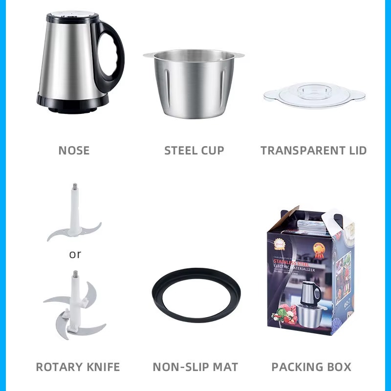 مفرمة لحوم كهربائية متعددة الوظائف بسعة 2 لتر و 3 لتر مع شفرات حادة وبولة من الستانلس ستيل بقدرة 300 واط