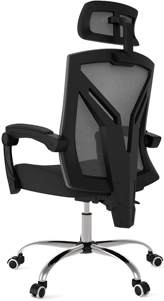 Hbada Ergonomic Office Chair Adjustable Seat Cushion & Headrest- Breathable Mesh Back Black Reclining Computer Chair with Lumbar Support Modern High-Back Desk Chair