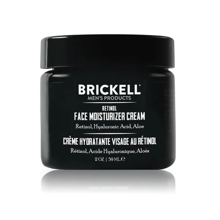 Crema hidratante facial de retinol Brickell Men's para hombres, natural y orgánica, crema nocturna antiarrugas con retinol y ácido hialurónico para reducir líneas finas y unificar el tono de 