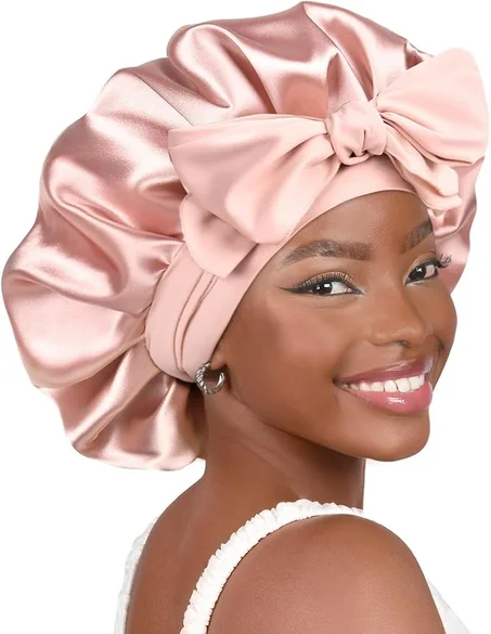 YANIBEST Adjustable Silk Bonnet for Sleeping Women Double Layer Satin Bonnet Reduce Friction Prevent Frizz Curly Hair
