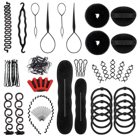 Juego de 27 piezas de peinado, herramientas de diseño de cabello, accesorios para el cabello, kit de herramientas de modelado de cabello, herramienta mágica de trenzado de cabello en espiral