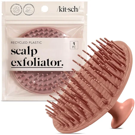 Kitsch Masajeador de cuero cabelludo para el cuidado del cabello - Depurador de cuero cabelludo, cepillo de champú y exfoliante para todo tipo de cabello - Relajante y exfoliante - Terracota