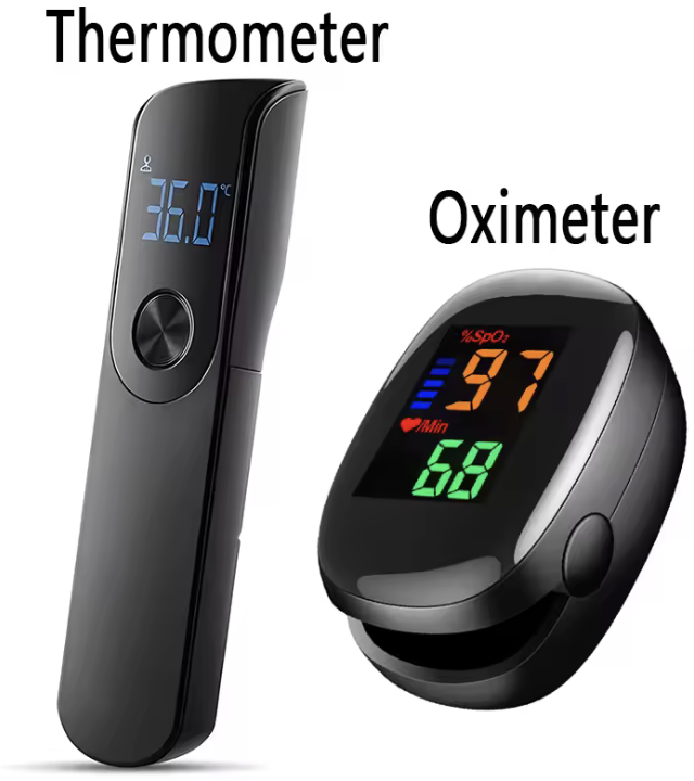 مقياس حرارة طبي بالأشعة تحت الحمراء لقياس درجة الحرارة، مقياس حرارة رقمي للأذن، مقياس حرارة الجسم بدون تلامس للأطفال والبالغين، أو أداة قياس الأكسجين في الدم