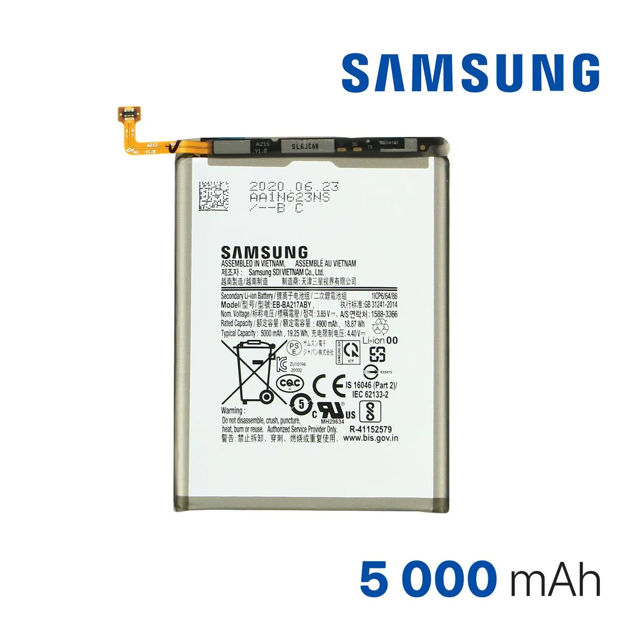Batterie Originale 5000mAhpour Samsung Galaxy M12, A21s, A04s, A12 et A13 4G