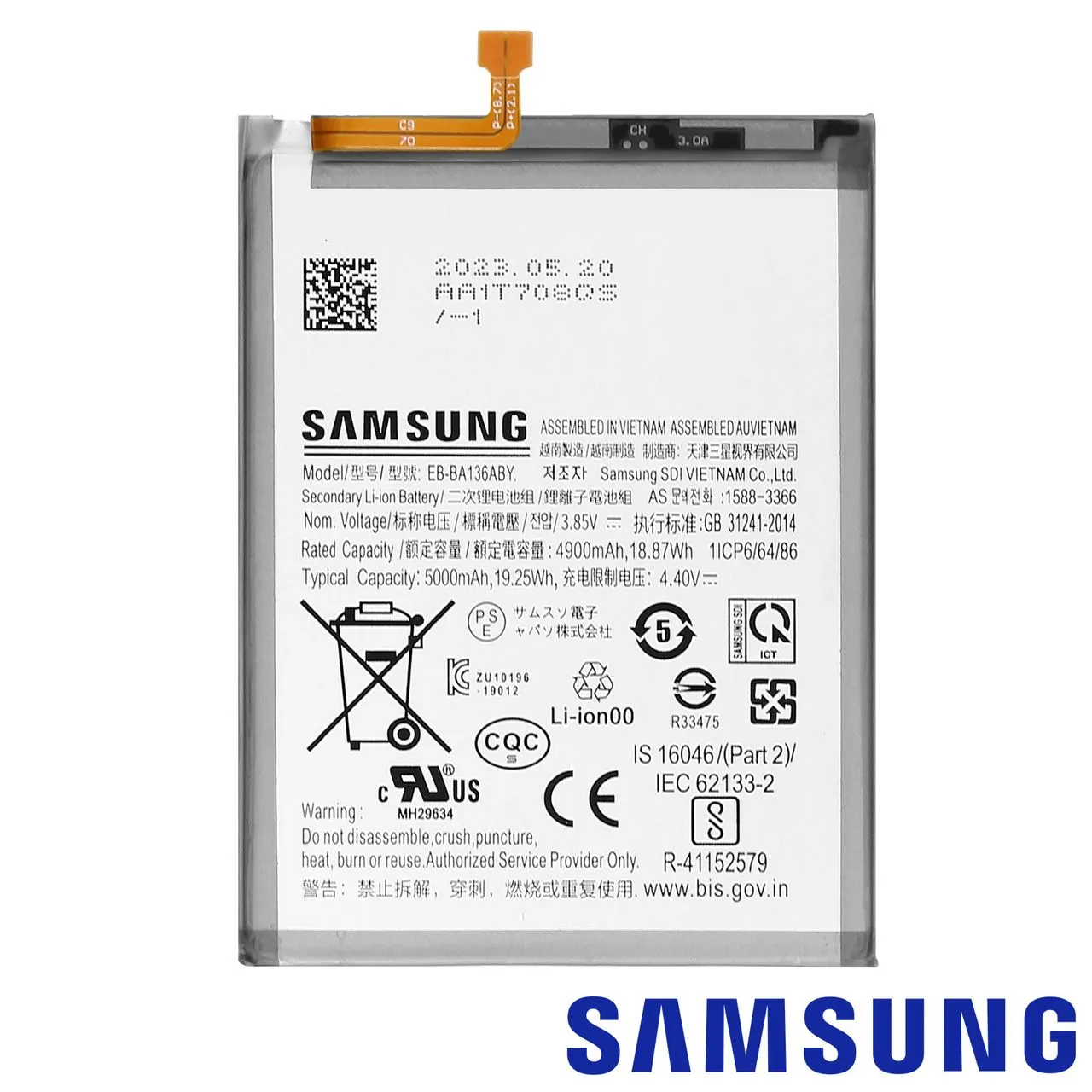 Batterie Samsung Galaxy( A13 5G/M13) Original 4900mAh - modèle EB-BA136ABY (Service Pack)