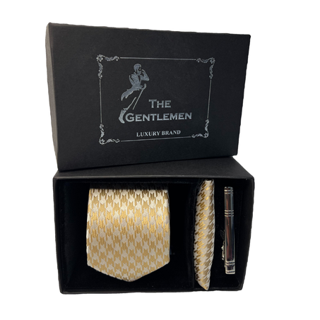 Coffret Cravate Simple à Motif Or
