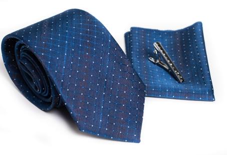 Cravate Bleu à pois blancs