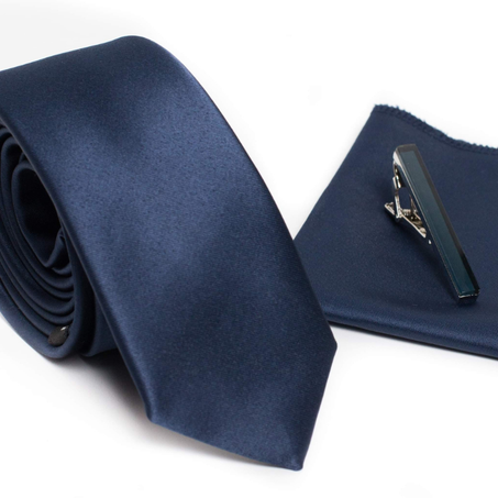 Cravate Bleu Marine Satinée