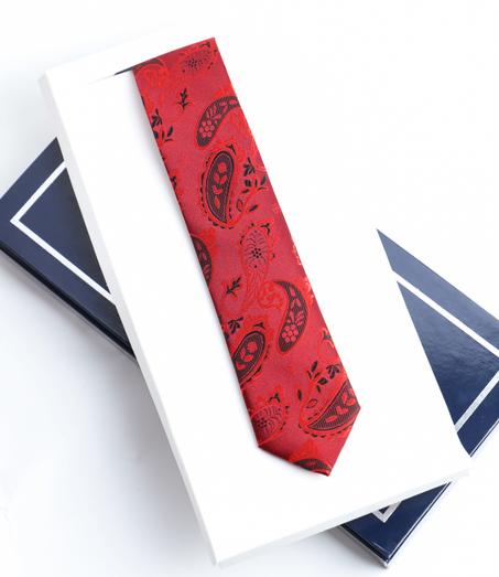 Cravate Imprimé Cachemire Rouge
