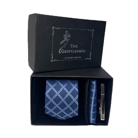 Coffret Cravate à carreaux Bleu