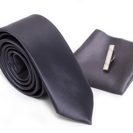 Cravate Gris  Satinée