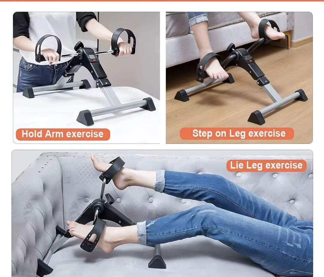 Mini pédalier d’exercice portable avec écran LCD