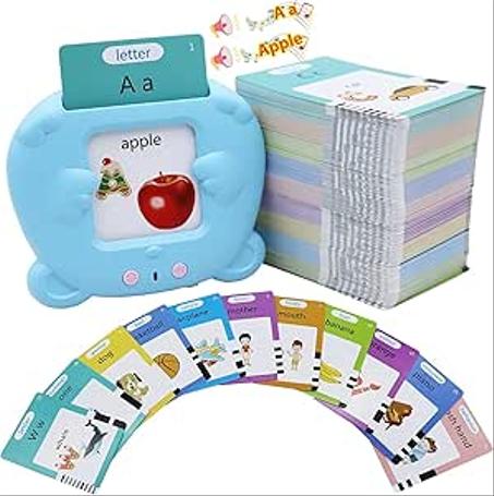 لعبة بطاقات فلاش ناطقة من ويمارت، بطاقات فلاش مسموعة مع تأثيرات صوتية، ألعاب تفاعلية إلكترونية تعليمية، هدية عيد ميلاد للأطفال بعمر 2-5 سنوات، 510 قطعة، (لون أزرق)