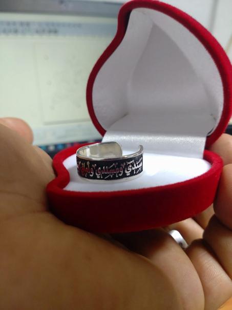 خاتم فضة فاخر بعبارات محفورة حسب الطلب