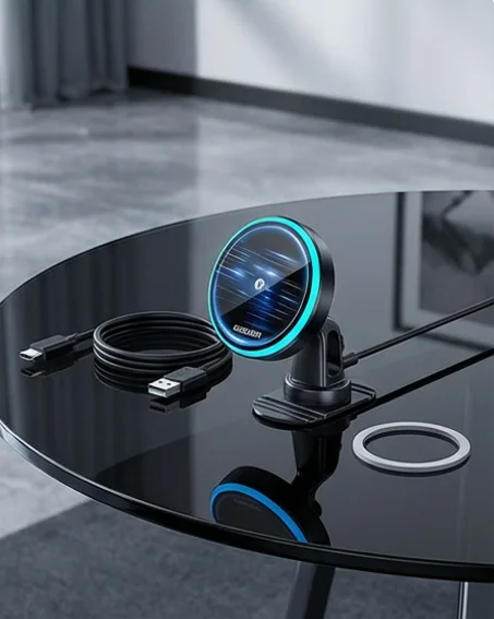 حامل وشاحن السيارة المغناطيسي السريع 15 واط – تثبيت قوي وشحن فوري