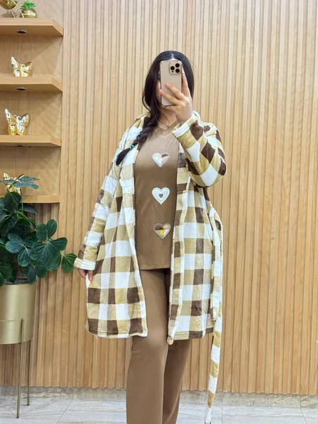 بيجامة متكون من 3 قطع - بنوار كانيش +2بياس  مبرة مضوبلة