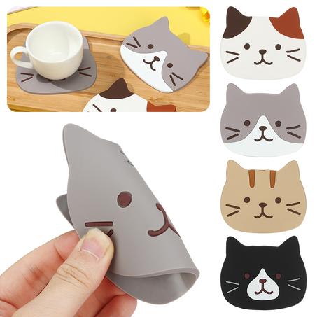 Cute Cat Shape Waterproof Anti-Slip Cup Coaster