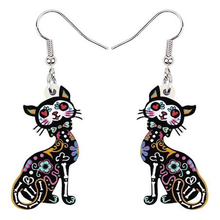 Acrylic Halloween Cat Earrings For Women