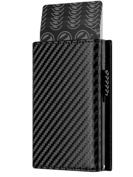 Portefeuille en cuir RFID avec mécanisme coulissant