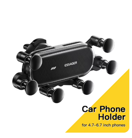 إيساجير حامل هاتف محمول للسيارة من 6 نقاط تثبيتحامل على مدخل الهواء، جاذبية و نظام تحديد مواقع، لأجهزة أيفون 14، سامسونغ، شاومي، دعم الحمل، GPS