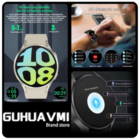 ساعة Galaxy 6 ساعة ذكية للرجال ، نظام تحديد المواقع المسار ، Amoled ، عرض دائما ، ساعة درجة حرارة الجسم ، مكالمة BT ، أندرويد ، iOS ، جديد ،