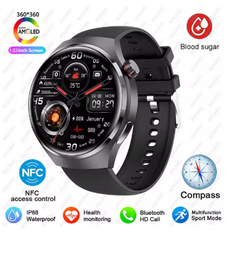 PRODUIT 15ساعة ذكية مقاومة للماء للرجال ، وهواوي ، شاو ، ونظام تحديد المواقع ، و NFC ، وشاشة AMOLED x وhd ، ومعدل ضربات القلب ، ومكالمة BT ، و 4 Pro ، و IP68