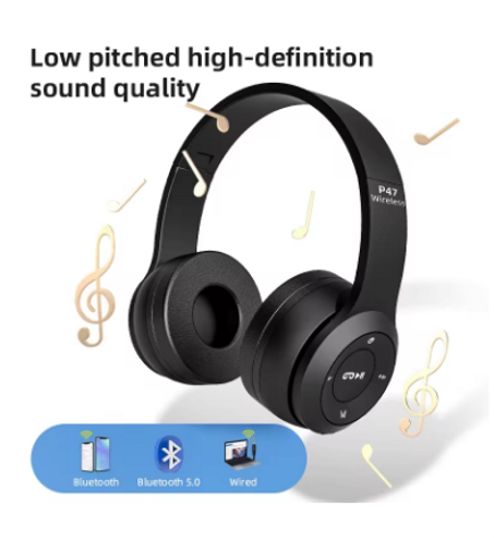 سماعة رأس ستيريو P47 5.0 قابلة للطي سلسلة P سماعة رأس لاسلكية للألعاب الرياضية
