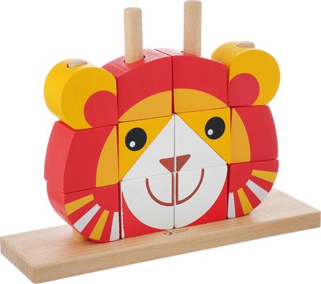 Puzzle lion 4 tiges verticales avec carte modèle