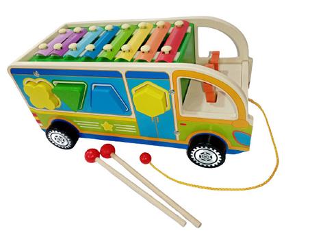 Bus & Xylophone à tirer en bois