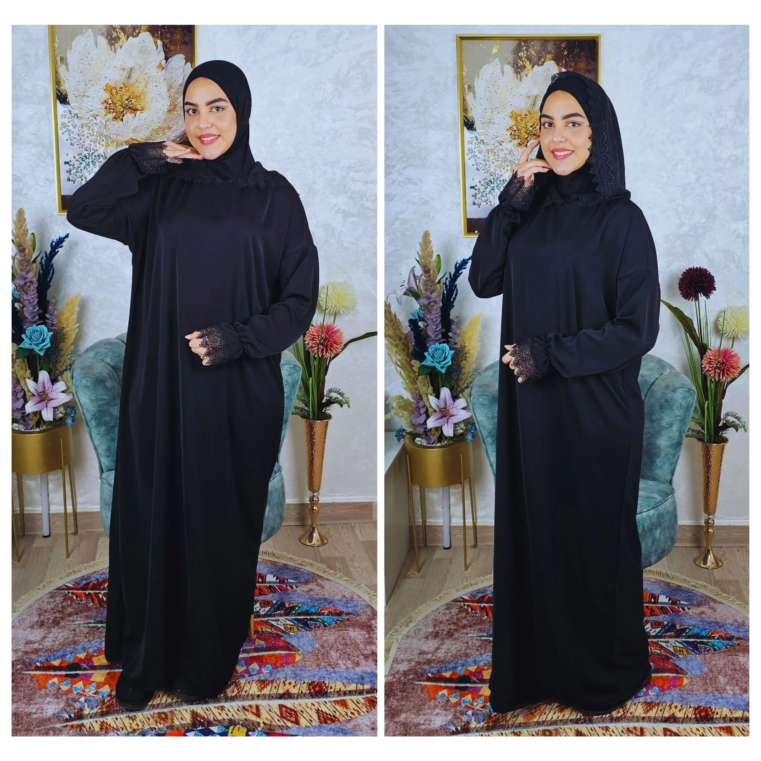 عباية مع فولار مدمج للصلاة والعمرة