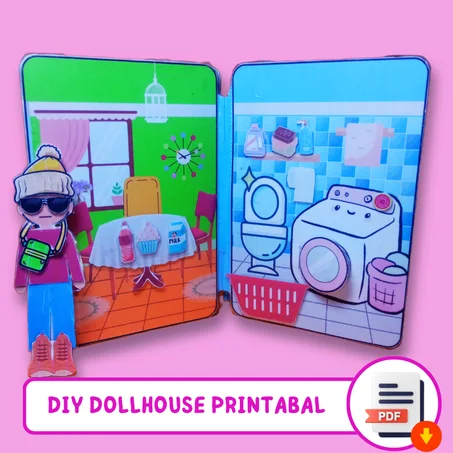 Paper Dolls Printable DIY  Dollhouse Project for Kids PDF