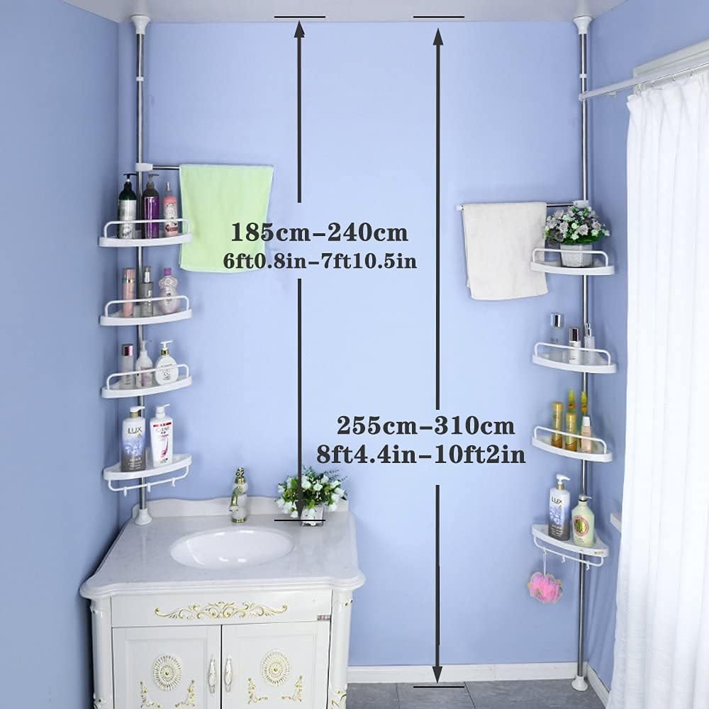 رف حمام زاوية، 4 طبقات،