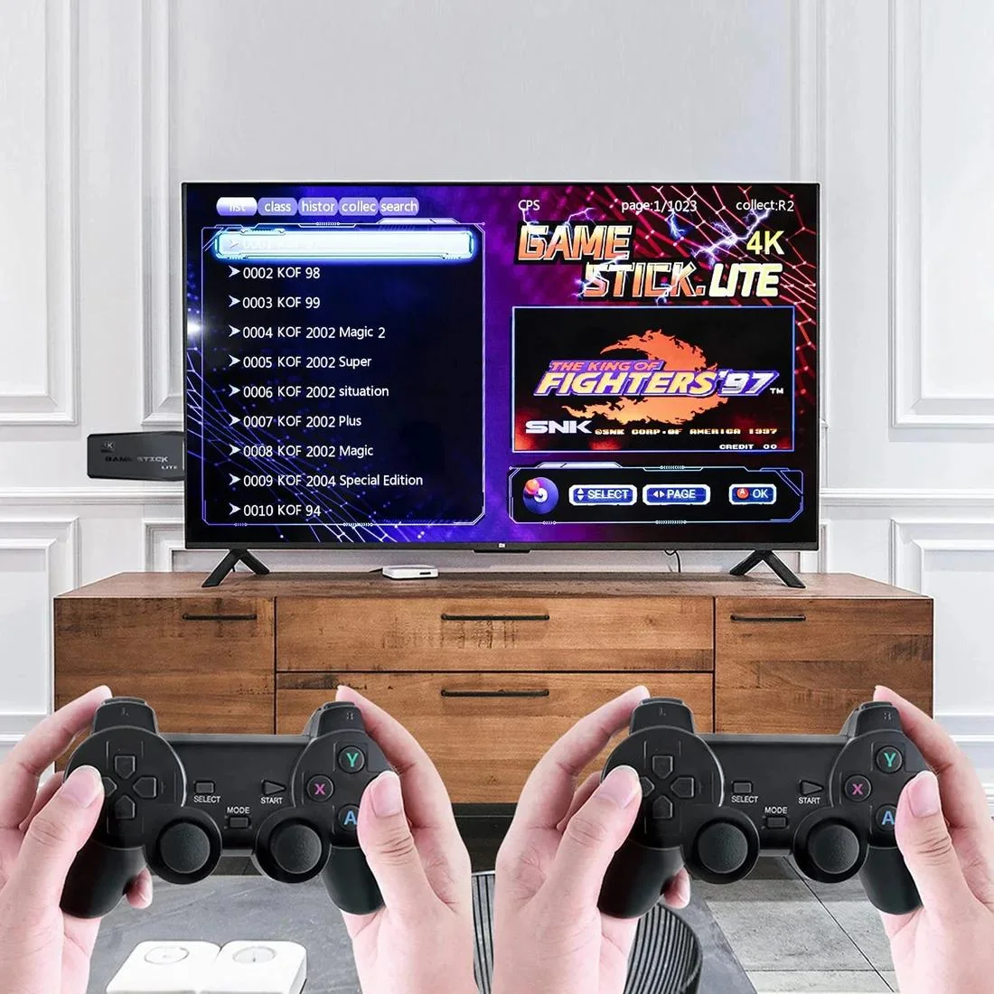وحدة تحكم ألعاب فيديو 4K مع وحدتي تحكم لاسلكيتين. مع 2000 لعبة مدمجة