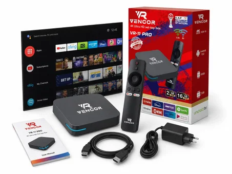 TV BOX VENCOR Android 15.0 4K Ultra HD avec 2 ans d'Abonnement